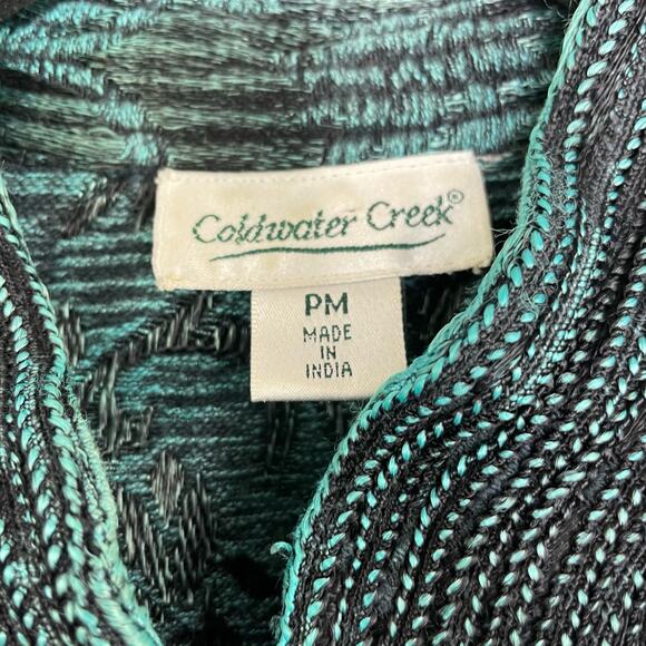 Coldwater Creek green/black tapestry cardigan jacket women's size PM - Picture 8 of 14